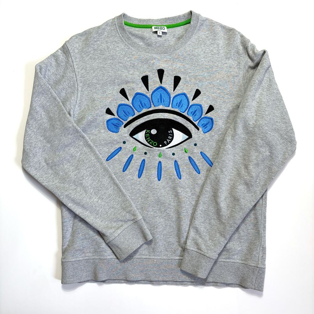 Kenzo Paris Eye Embroidered Sweatshirt Gray Size S Cotton Crewneck Portugal